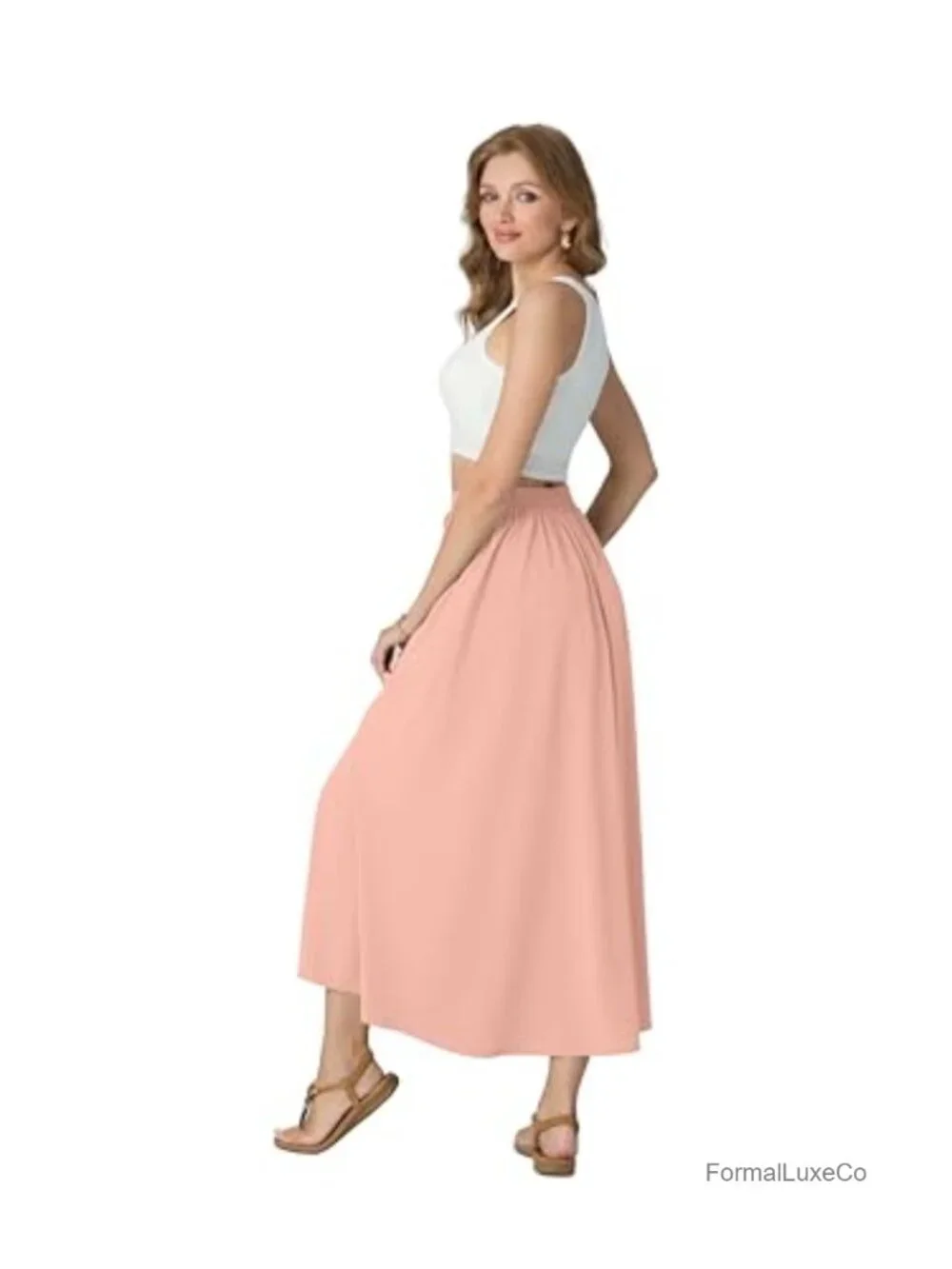 Satin High Waisted A Line Maxi Skirt Elegant Long Summer